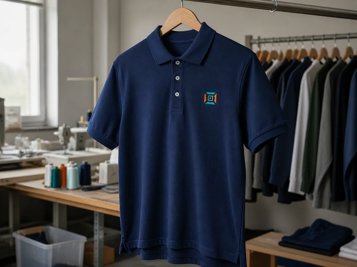 Playera polo con un bordado pequeño en el pecho